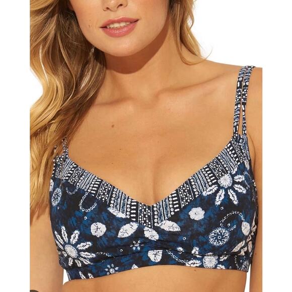 Bleu Rod Beattie Navy Take A Dip Over The Shoulder Bikini Top 34D NWT - Picture 1 of 2